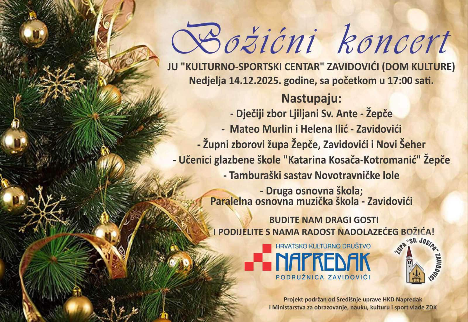 Božićni koncert u Zavidovićima: Tradicija zajedništva i glazbe uoči blagdana
